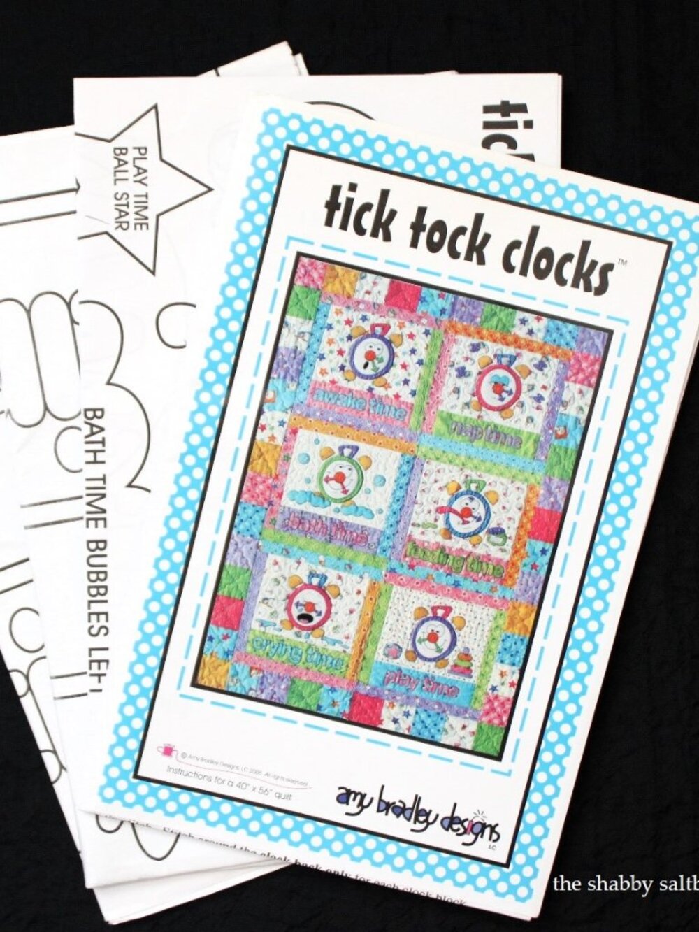 Amy Bradley Designs Baby Quilt Pattern 2006 Tick Tock Clocks 40x56 UNCUT VTG